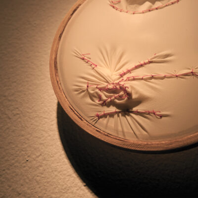 Blanket Stitch On Medical Latex Gloves (detail)