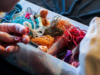 Embroidery Thread hands landscape