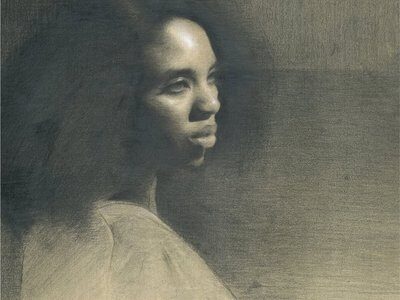 Charcoal portrait drawing of a woman – Intro to Figure Drawing