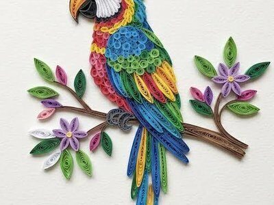 Paper quilling artwork of a colourful parrot – The Art of Quilling drop-in
