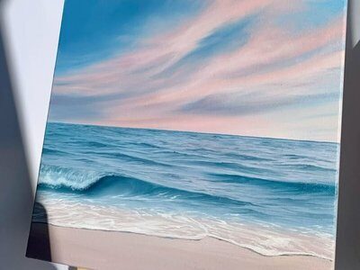 Acrylic seascape painting of waves on a beach – Seascape in Acrylic workshop