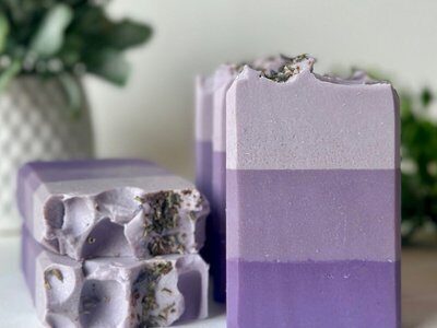 Purple layered handmade soap bars – Form & Lather: Cold-Process Soap Making
